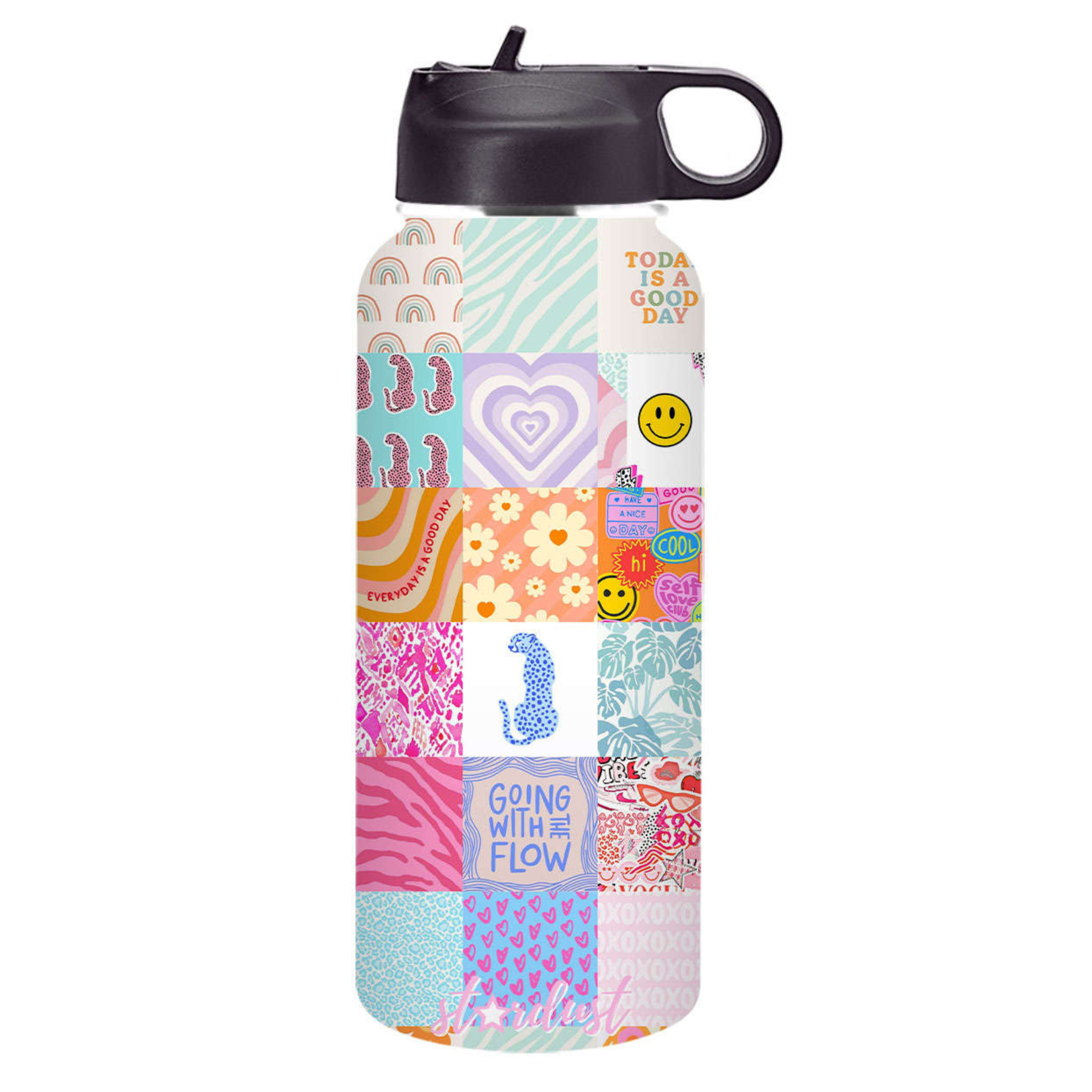 Preppy Collage Stainless Steel 32 oz Water Bottle