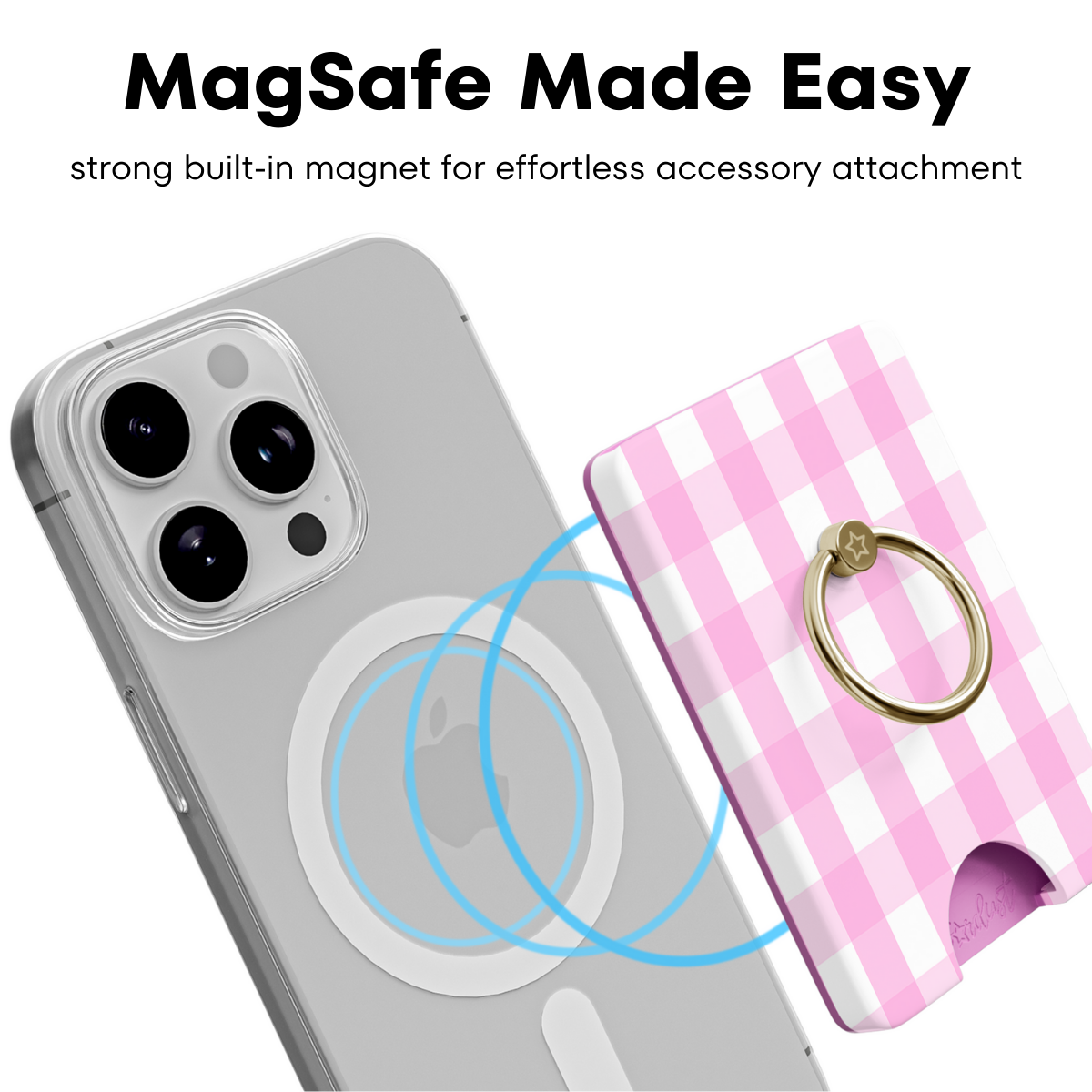 Pink Gingham MagSafe Wallet