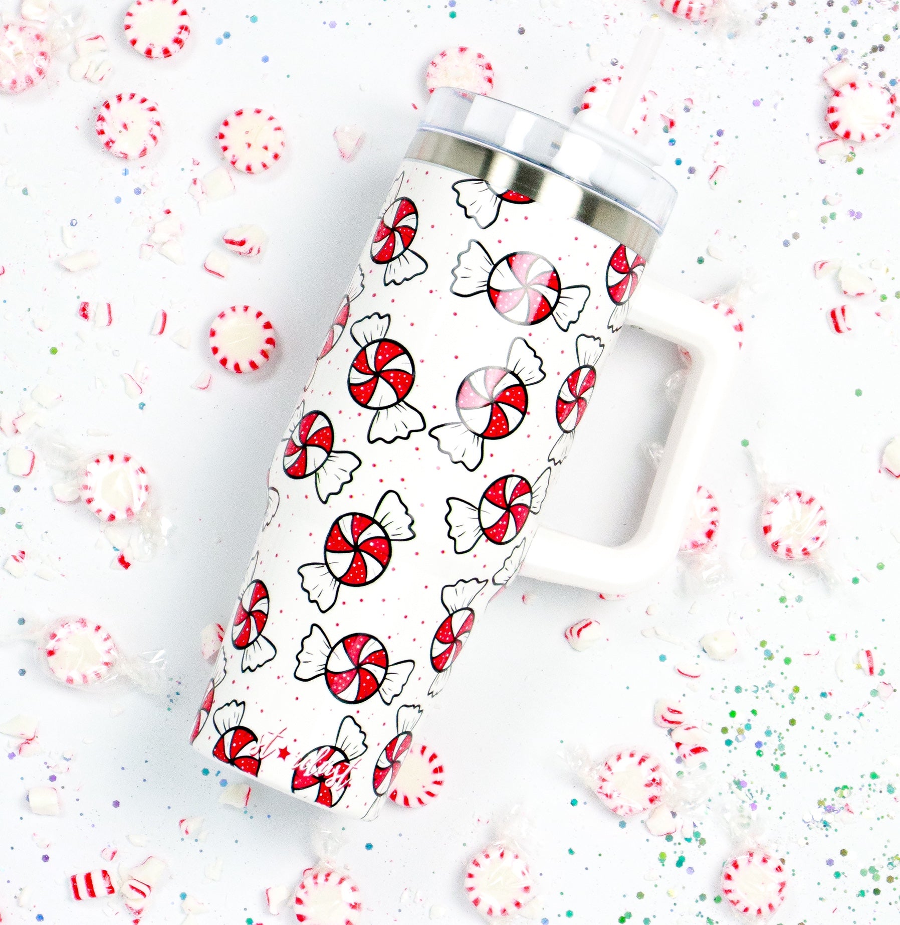 Peppermint 30oz Tumbler with Handle