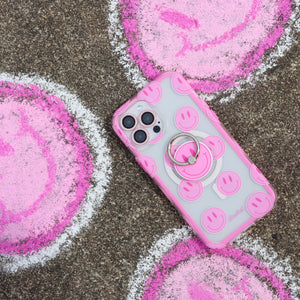 Pink Smiley Adhesive Phone Ring