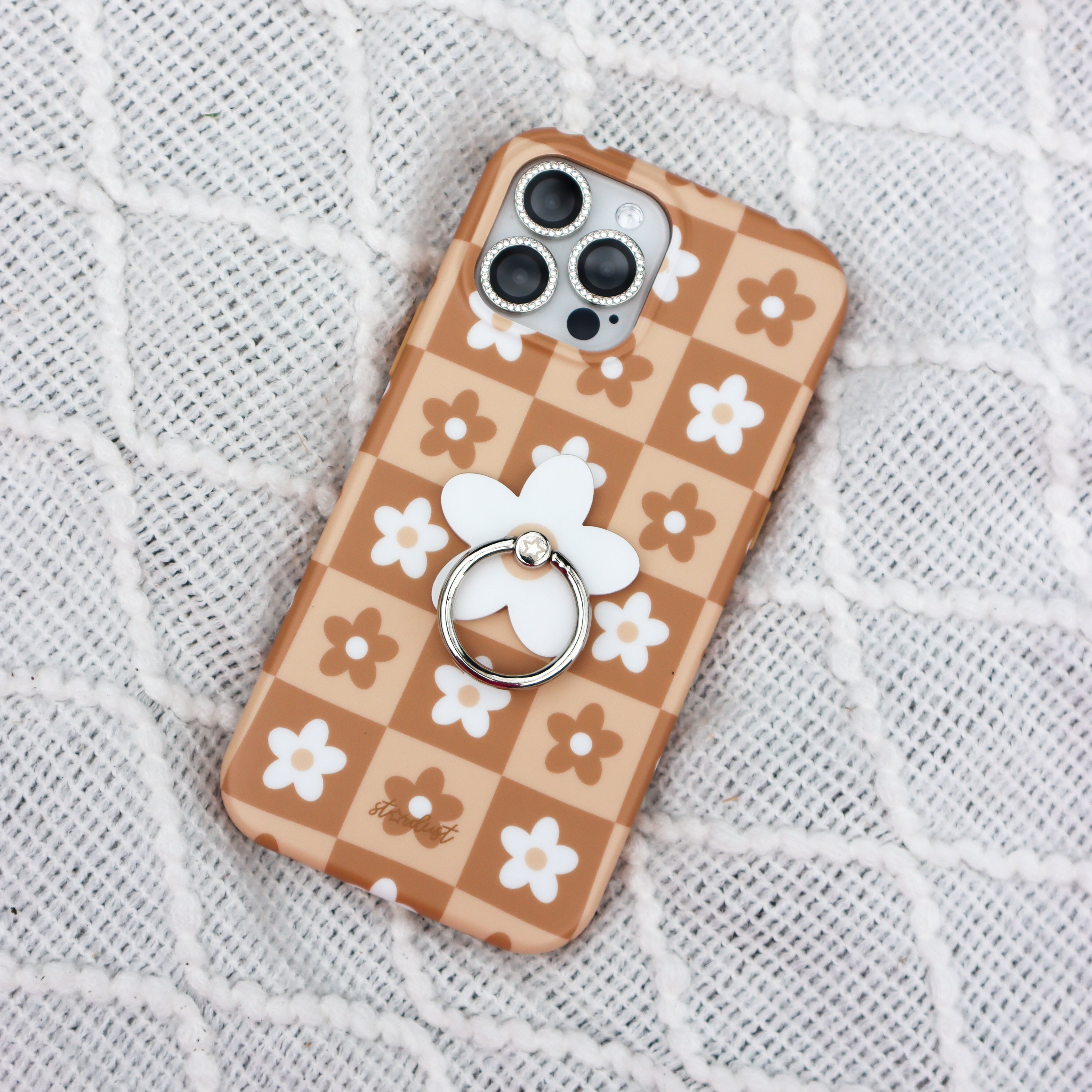 Nude Checkers Adhesive Phone Ring
