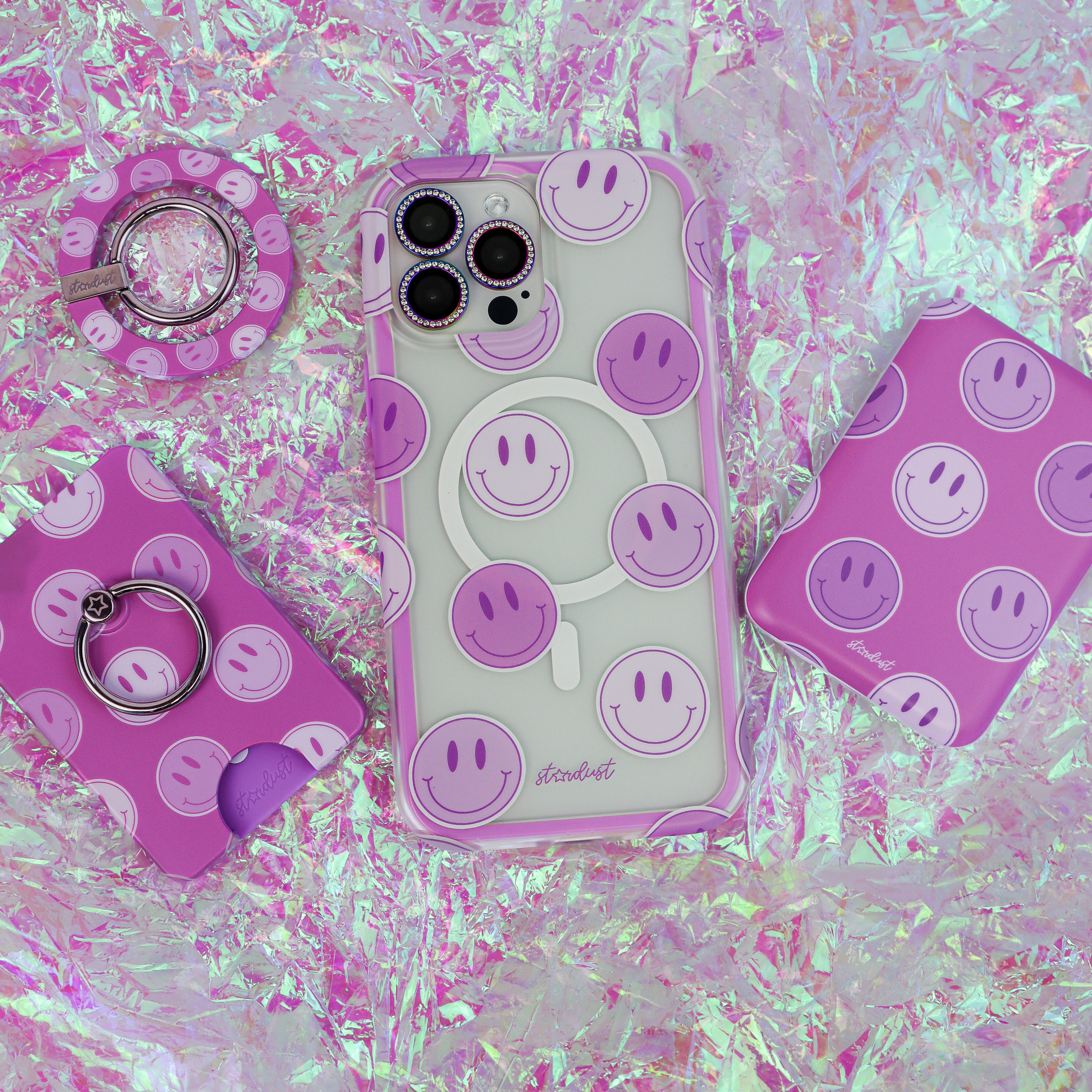 Lilac Smileys MagSafe Wallet