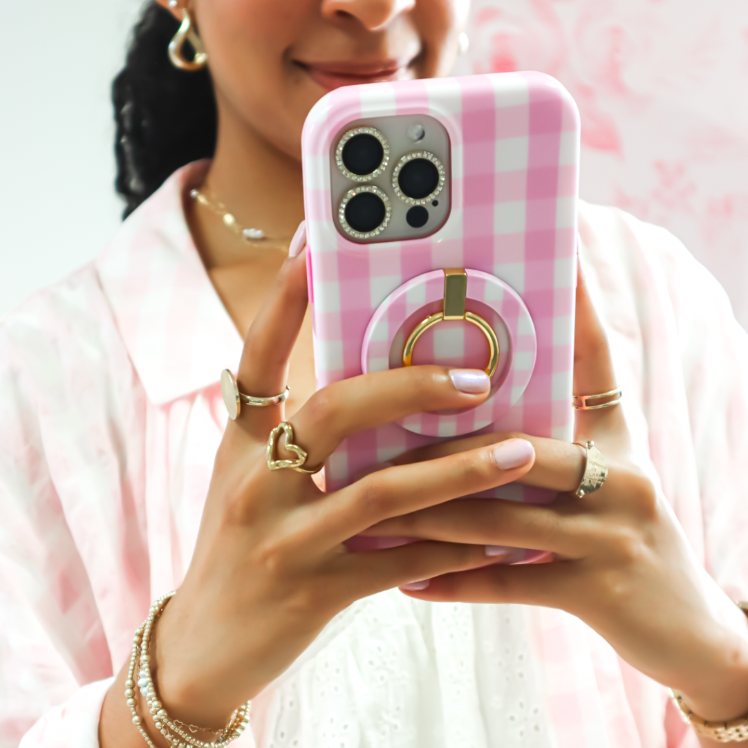 Pink Gingham MagSafe Phone Ring