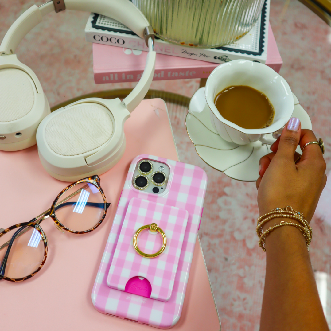 Pink Gingham MagSafe Wallet