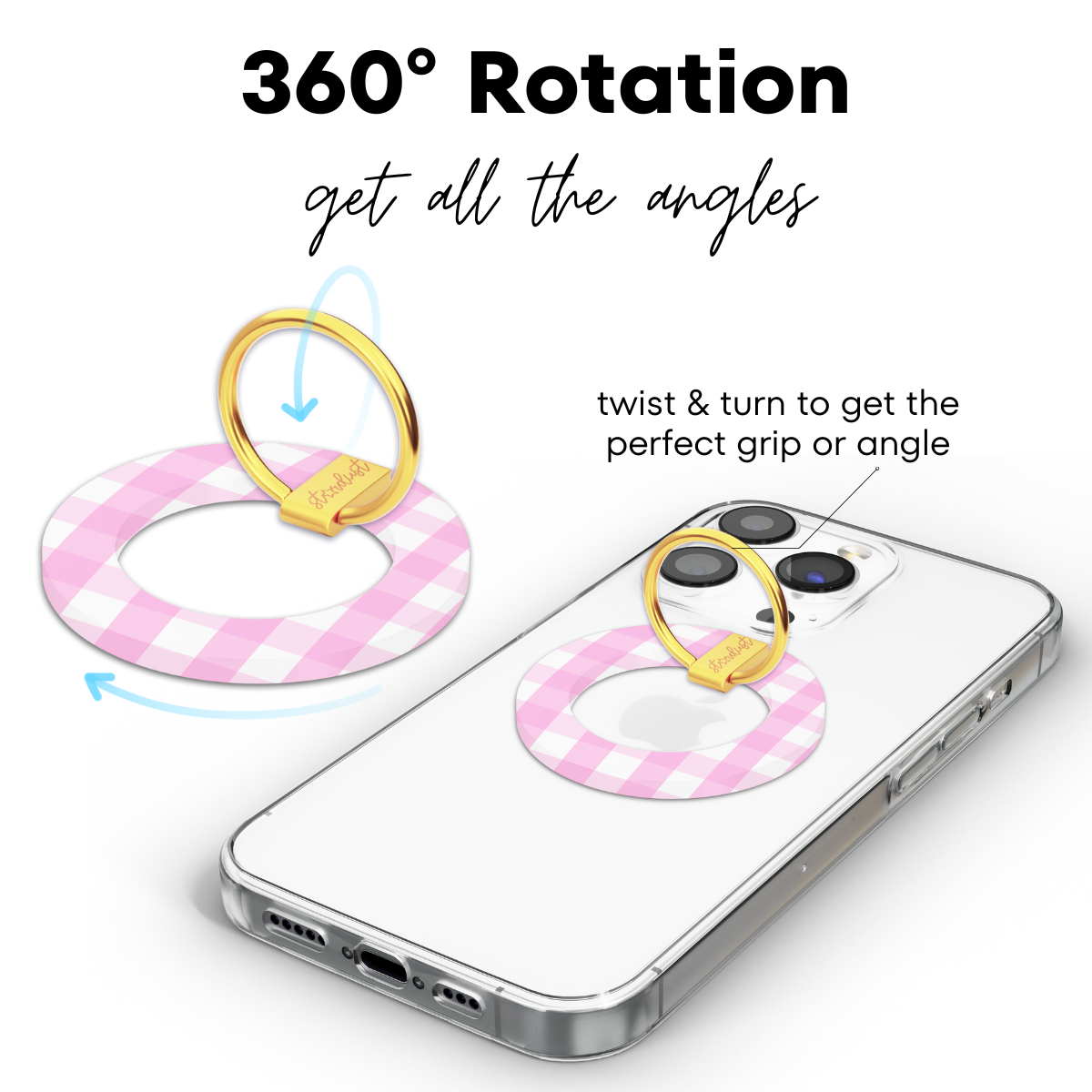 Pink Gingham MagSafe Phone Ring