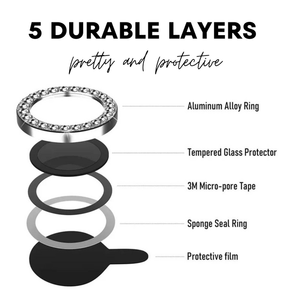 Silver Diamond Phone Camera Lens Protector