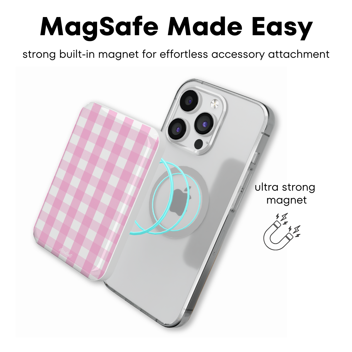 Pink Gingham MagSafe Power Bank