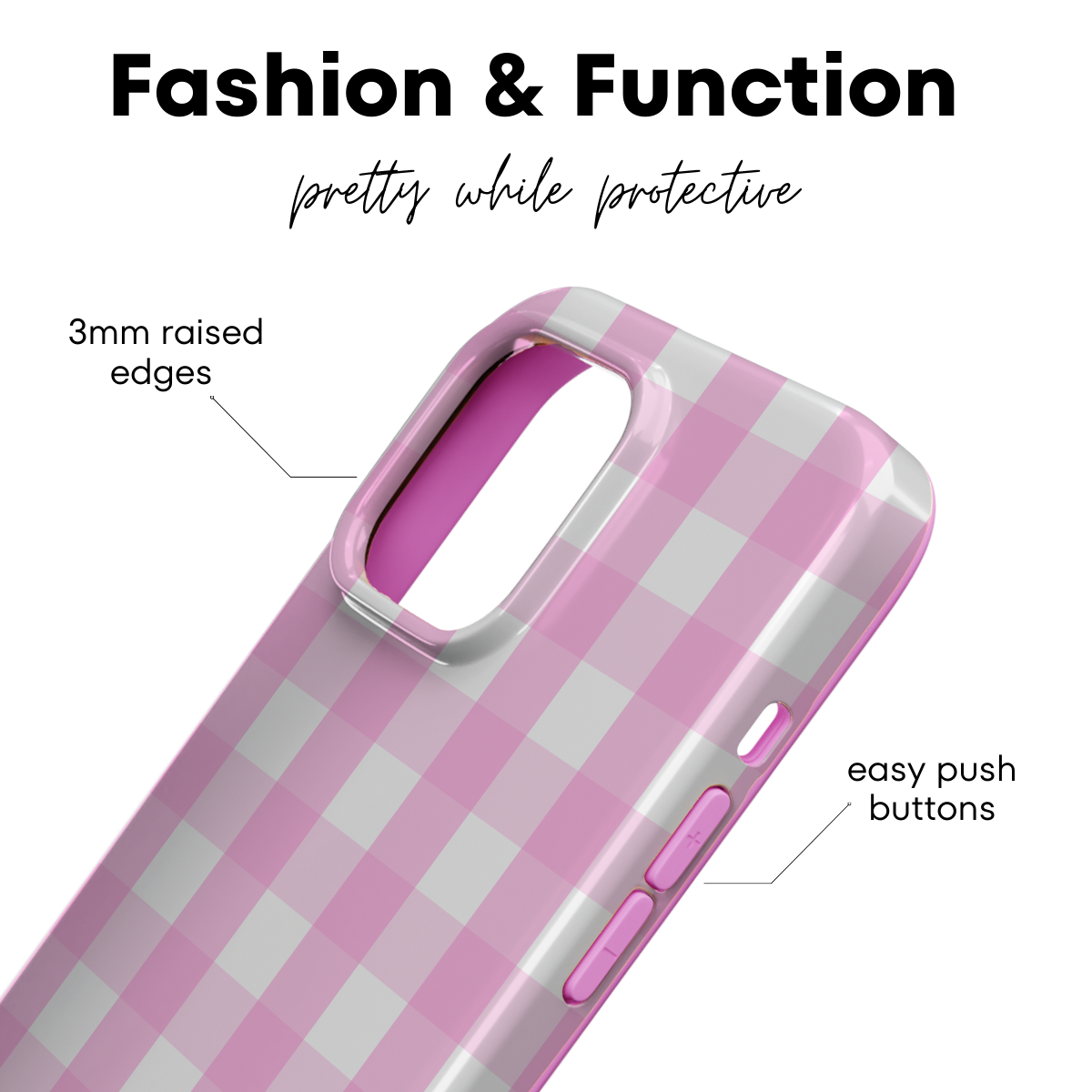 Pink Gingham MagSafe iPhone Case