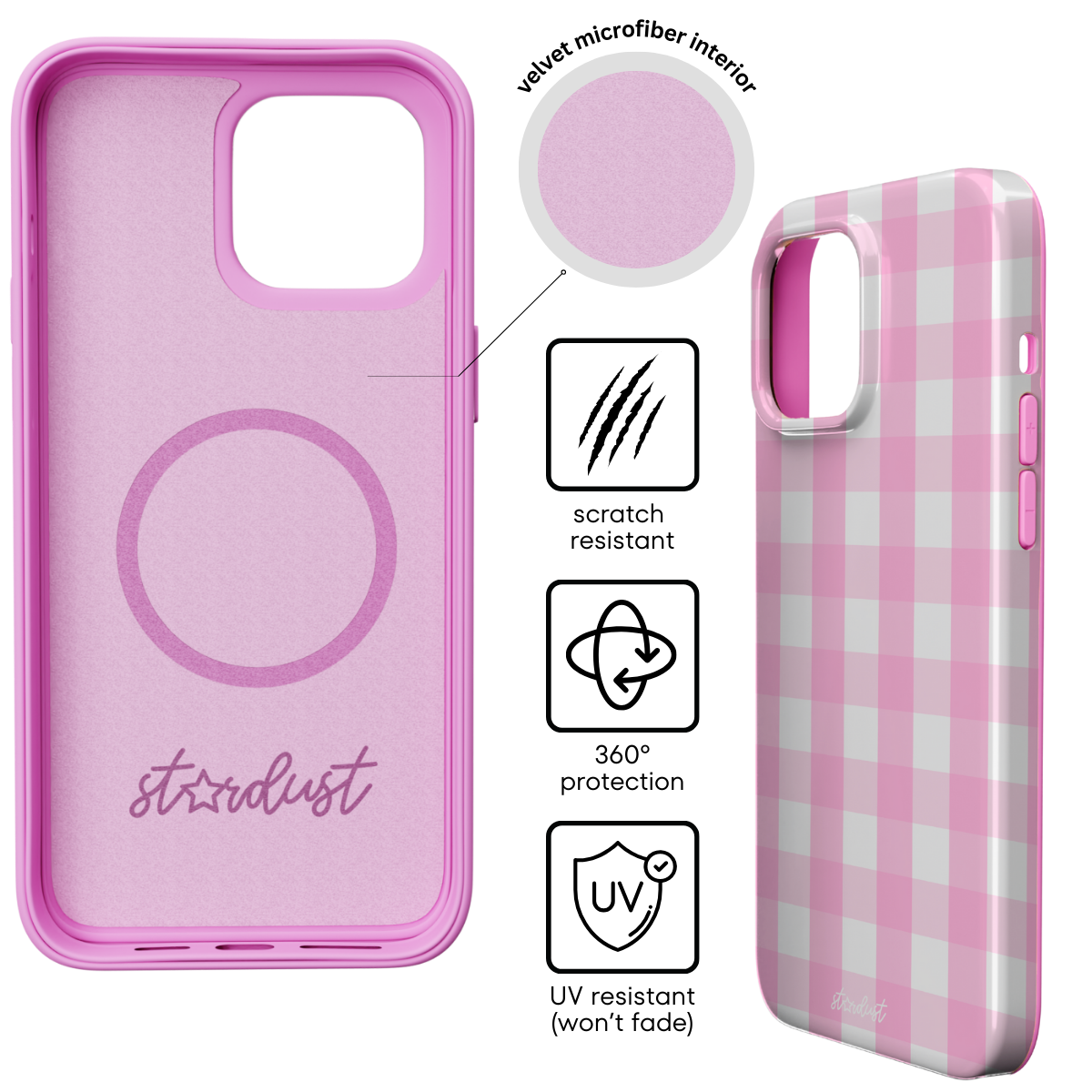 Pink Gingham MagSafe iPhone Case