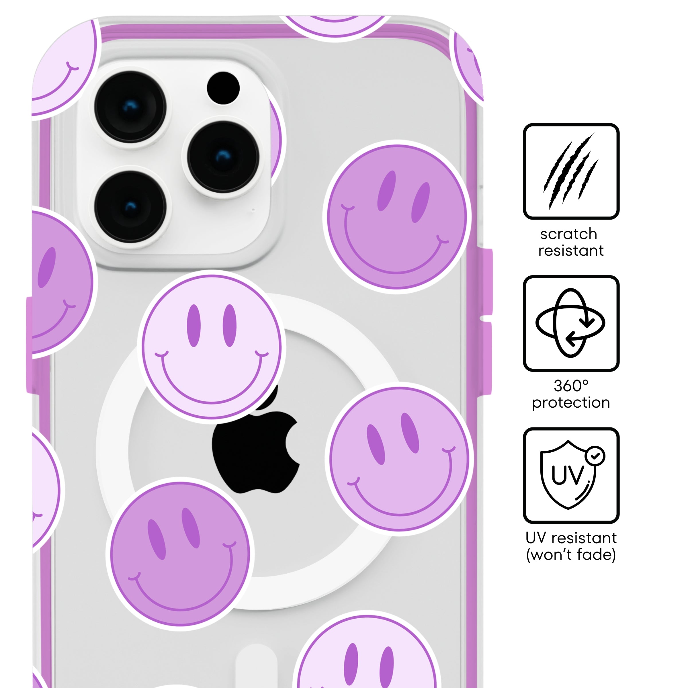 Lilac Smileys MagSafe iPhone Case