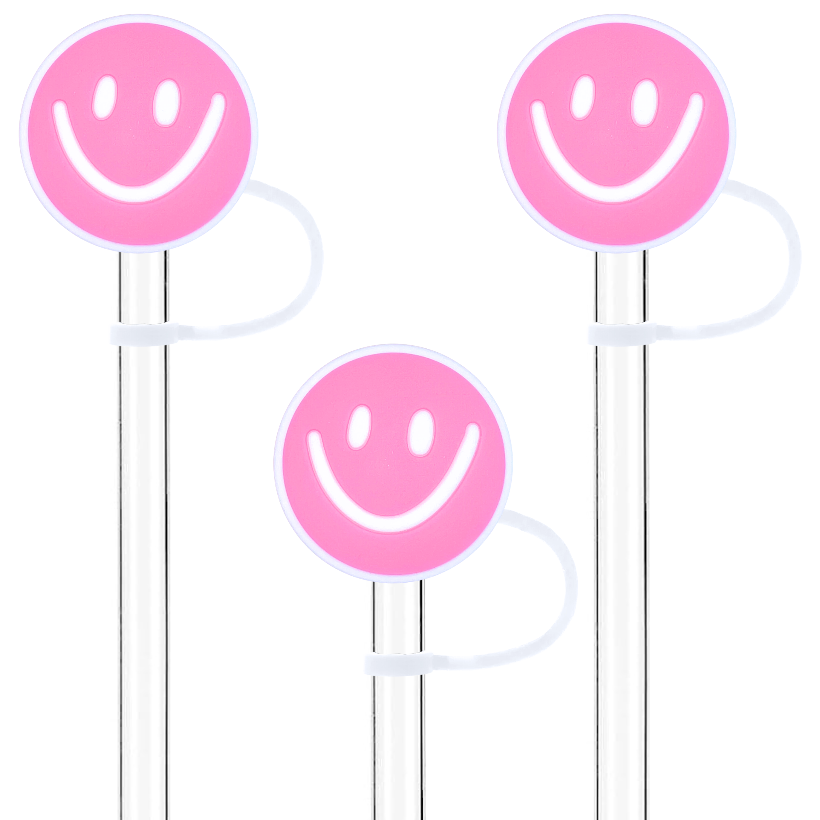 Smiley Face Straw Topper, Pink Lightning Smiley Face Straw Charm, 6mm-8mm  Drinking Straw Accessory, Stanley Straw Topper, Starbucks Straw Topper