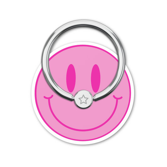 Pink Smiley Adhesive Phone Ring