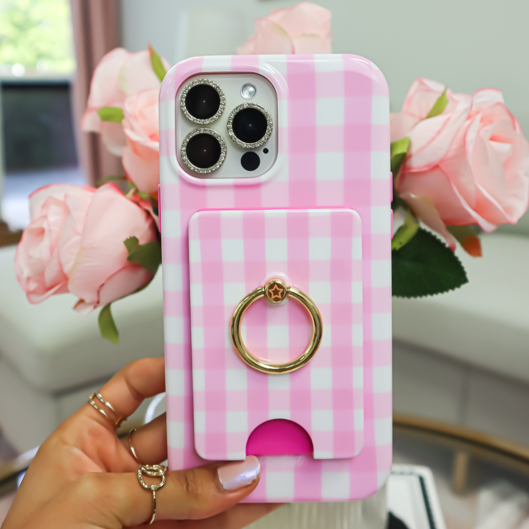 Pink Gingham MagSafe Wallet