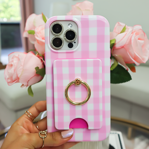 Pink Gingham MagSafe Wallet