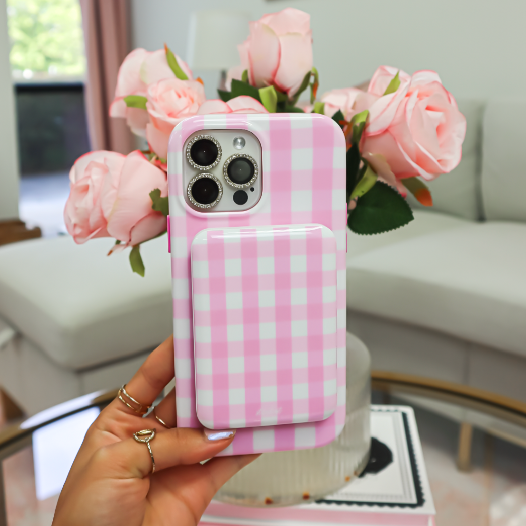 Pink Gingham MagSafe Power Bank