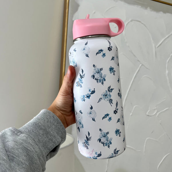 Coastal Florals Stainless Steel 32 oz Water Bottle